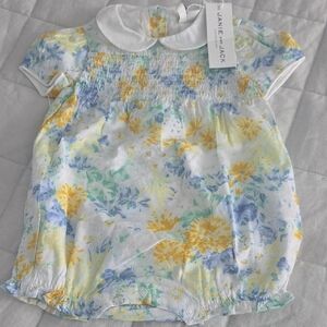 Janie and Jack Blue and Yellow Floral Romper NWT